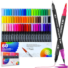 Lurmivex 60 Colours Dual Tip Brush Pens, Fineliner And Felt Tip Colouring Pens Art Set for Writing, Drawing, Painting, Sketching, Calligraphy