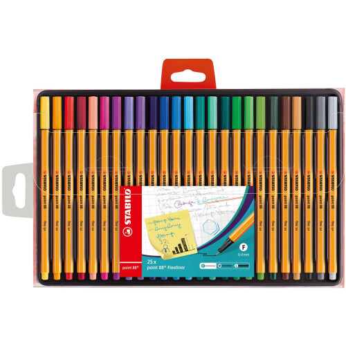STABILO point 88 - Fineliner - Pack of 25 - Assorted Colours