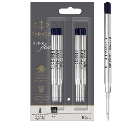 Parker Parker Ballpoint Pen Refills | Medium Point | Black QUINKflow Ink | 10 Count