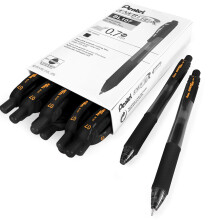 Pentel - Energel X BL107 Retractable Gel Rollerball Pens - 0.7mm - Black Ink - Pack of 12