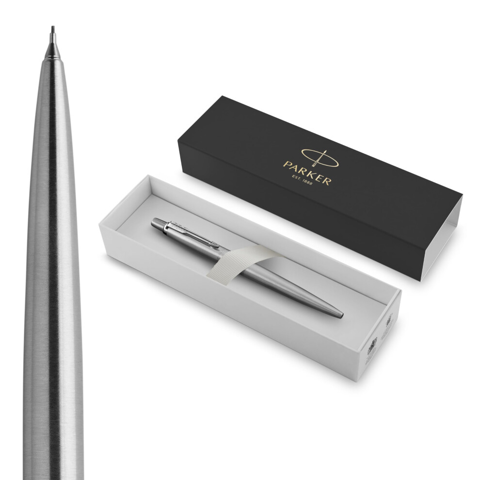 Parker Jotter Mechanical Pencil | Stainless Steel With Chrome Trim | 0.5Mm | Hb #2 | Gift Box