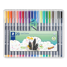 STAEDTLER 334 SB20 Triplus Fineliner Superfine Pen, 0.3mm Line Width - Assorted Colours (Desktop Box of 20)