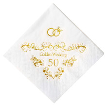 Crisky 50th Anniversaray Napkins, Gold Foil Text, 50th Anniversary Party Decorations 50 Pcs, 3-ply