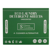 Green Limitless Eco Laundry Detergent 120 Sheets (Loads) Unscented. All the benefits of a liquid detergent, washing powder, or washing pods without