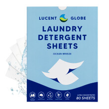Lucent Globe Laundry Sheets Eco-Friendly Ultra Concentrated Detergent Biodegradable Plastic-Free Plant-Based + Enzymes (80 Washes Ocean Breeze Scent)