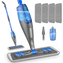 Spray Mops for Cleaning Floors: Papclean Floor Mop for Wet Dry Household - 4 Microfibre Pads 635ML Refillable Bottle for Hardwood Laminate Vinyl