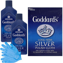 Silver Cleaning Polishing Bundle with 2x Long Term Silver Polish 125ml and 1x Silver Polish Cloth - Tarnish Remover, Protector, High Shine