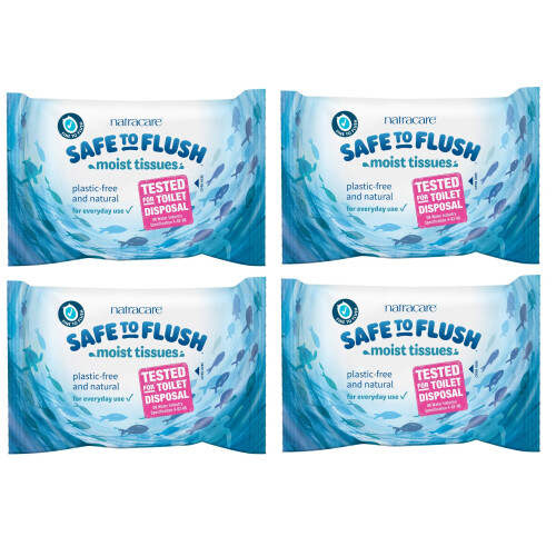 (4 Pack) Natracare Safe To Flush Moist Tissues 30 Wipes