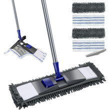 MASTERTOP Microfibre Mop, Flat Mop with 4 Reusable Pads, Long Handled Floor Mops for Hard Laminate Floors, Wet Dry Mops for Wall Kitchen Office, Send