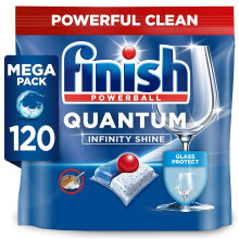 Finish Dishwasher Tablet, Quantum Infinity Shine, 120 Tablets, Fresh Scent, Powerful Clean & Shine Detergent Tabs, Tough on Grease Stains