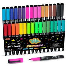 Shuttle Art 32 Pack Whiteboard Pens, 16 Colours Magnetic Whiteboard Markers, Dry Wipe Markers with Eraser, Dry Wipe Pens for Writing on Whiteboards,