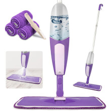 SEVENMAX Spray Mops for Cleaning Floors - Microfibre Floor Mop with 3PCS Washable Pads 550ML Refillable Bottle Kitchen Dust Dry Wet Mop for Cleaning