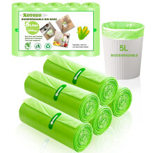 5 Litre Bin Liners 160 Bags, Biodegradable Food Waste Garbage Bags, 5L Strong Compostable Trash Caddy Liners, Recycling Degradable Rubbish Bag for