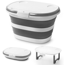 Lesipee Upgraded16L Collapsible Mop Bucket with Multi-Functional Lid - 4-in-1 Foldable Silicone Tub with Table Surface, Floor Stand, Space Saving 4.2