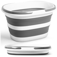 Collapsible Bucket 16L with Handles, Cleaning Mop Bucket Space Saving Foldable Silicone Tub for Laundry Storage Camping, Portable Wash Basin for Home