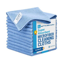 12" x 12" Buff Pro Multi-Surface Microfiber Cleaning Cloths | Blue - 12 Pack | Premium Microfiber Towels for Cleaning Glass, Kitchens, Bathrooms,