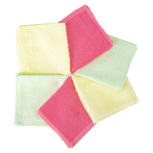 Ko&Pro 100% Bamboo Cloths, Set of 6, 25 x 25 cm in Apricot/Yellow/Green, Multi-Purpose Cleaning Cloths for High-Gloss Kitchens, Bathroom, Household,