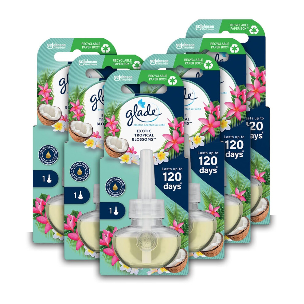 Glade Plug in Air Freshener Refill, Electric Scented Oil Room Air Freshener, Tropical Blossoms, Pack of 6 (6 x 20ml)-image-OPC-PJSTPXN-NEW