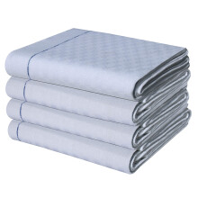 Quick Cleaning Supplies | Pack of 10 Cotton Catering Waiters Tea Towel | White With Blue Stripes | Diced Weave | 100% Cotton | Super Absorbent |