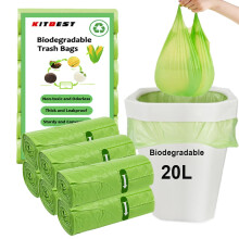 Biodegradable Bin Bags Liners 120PCS, 20L Small Food Waste Bags Trash Bags with Handle, KITBEST Green Caddy Liner Pedal, Compostable Swing Garbage