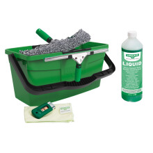 UNGER Window Cleaning Kit PRO Set - Power Washer Sleeve, ErgoTec Squeegee, Bucket 12L, Liquid Glass Cleaner 1L, Safety Glass Scraper, Microfibre Cloth