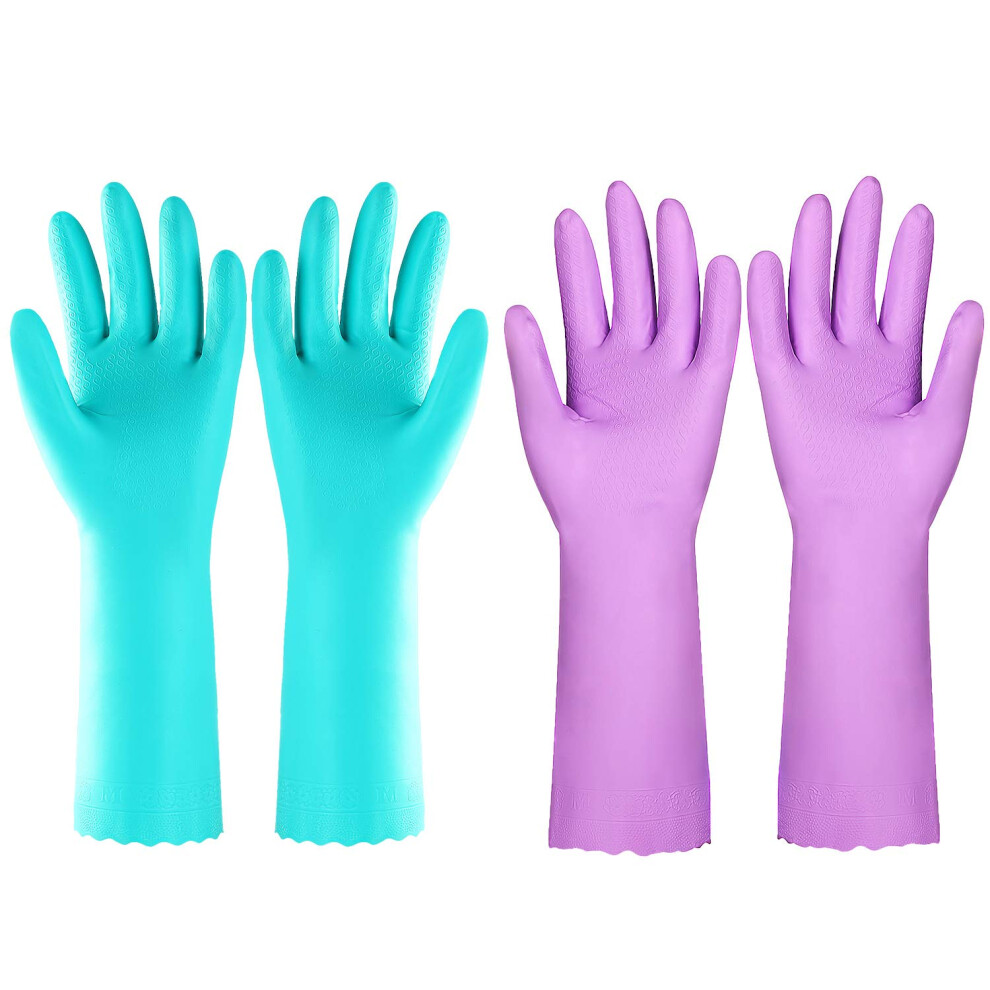 Elgood Reusable Washing up Gloves Latex Free Dishwashing Gloves with Cotton Lining, Non-Slip and Waterproof Cleaning Gloves for Kitchen 2 Pairs-image-OPC-PJSTQHC-NEW