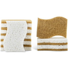 DimBull Pack of 15 Biodegradable Natural Cleaning Sponge - Compostable Cellulose & Coconut Fibre Dish Scrubber Sponge - Eco-Friendly Sponges.