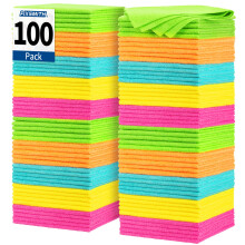FIXSMITH Microfiber Cleaning Cloth, 100 Pack Shop Towels, Lint-Free Car Wash Towels, All-Purpose Absorbent Cleaning Rags for Housekeeping, Dust Cloth