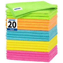 FIXSMITH Microfibre Cleaning Cloth, 20 Pack Cleaning Rags, Cleaning Towels for Housekeeping, Kitchen, Car, Lint-Free, Reusable Shop Towels with 5