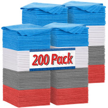 FIXSMITH Shop Towels, Pack of 200, Microfibre Cleaning Cloth Bulk, Microfiber Towels for Cars, All-Purpose Absorbent Cleaning Rags, Dust Cloth for