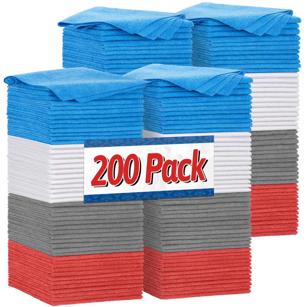 Fixsmith Shop Towels, Pack Of 200, Microfibre Cleaning Cloth Bulk, Microfiber Towels For Cars, All-Purpose Absorbent Cleaning Rags, Dust Cloth For 5051221034492