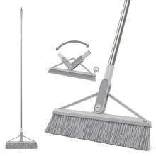 KOLLIEE 2 in 1 Floor Squeegee Broom Set Window Long Handle Rubber Squeegee Brush Mop Kit with Adjustable Handle 120? Rotating Angle Head for Wet Room