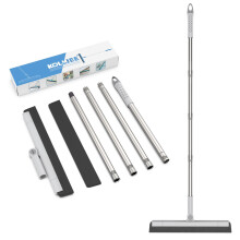 KOLLIEE Floor Squeegee Foam Water Squeegee Floor for Wet Room Window Cleaner Kitchen Bathroom Shower Floor Wiper Garage with Long Handle 58" Grey