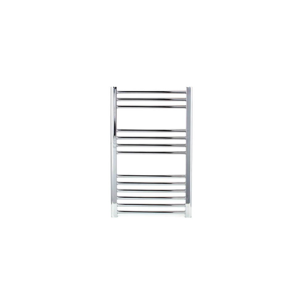 Manissa Milano Chrome Straight Central Heating Towel Rail W500mm X H800mm Flat Central Heating Towel Radiator