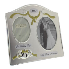 Juliana Two Tone Silver Plated Wedding Anniversary Photo Frame - 50th Golden Anniversary FS55050