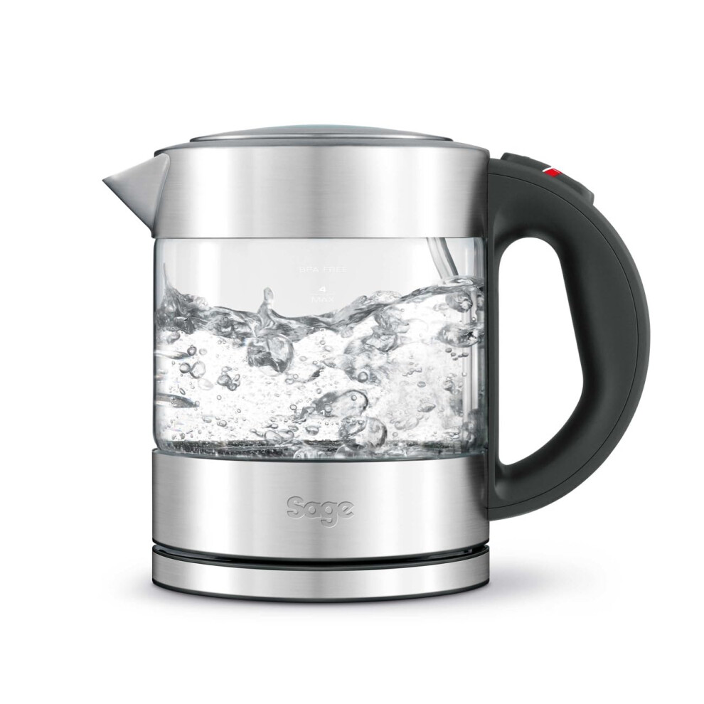 Sage - The Compact Kettle Pure - Quiet And Cordless Electric Kettle - Fast Boil, Easy To Clean Glass - 1 L Capacity, 2400 W - Brushed Stainless Steel