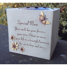 Special Mum - Grave Vase (Rose Bowl) with Butterfly and Flowers - Memorial Garden Graveside