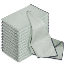 HOTUT 12 x Ultra Fine Microfiber Cloths for Glass, 30 x 40 cm Professional Glass Cleaning Cloth, Double-Sided Lint Free Microfibre Cleaning Cloth for