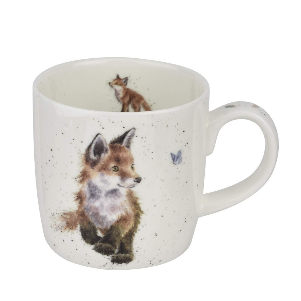 Wrendale Born To Be Wild Fox Ceramic Mug, White
