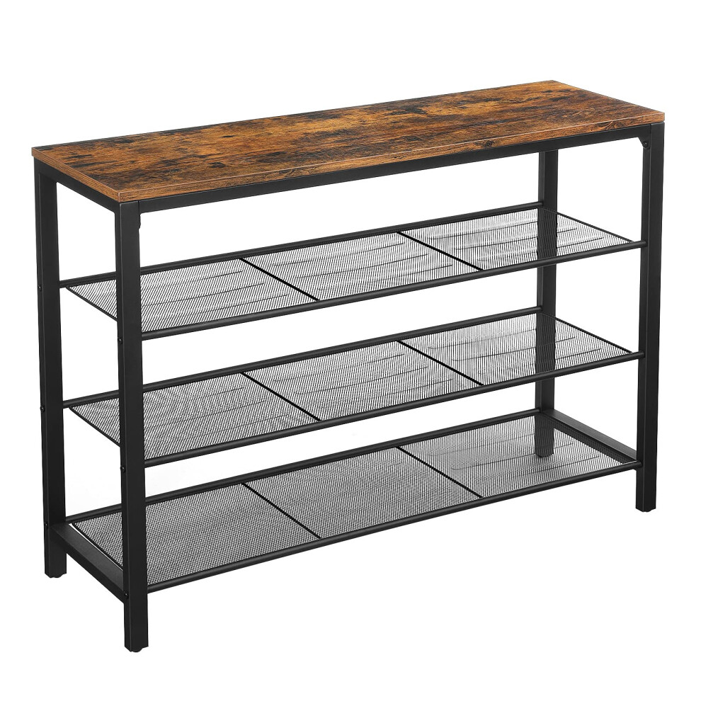 Vasagle Shoe Rack, Shoe Rack, Shoe Organizer, Storage, 100 X 30 X 72 Cm, For Entryway, Living Room, Bedroom, Simple Structure, Industrial Style, Black/Brown