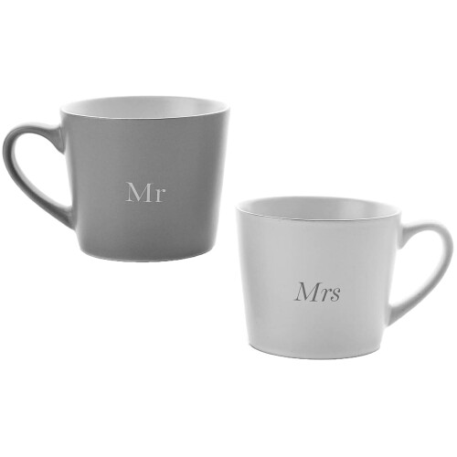 WIDDOP and Co. Widdop Grey/White Anniversary Mug Set - Mr and Mrs