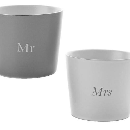WIDDOP and Co. Widdop Grey/White Anniversary Mug Set - Mr and Mrs 1