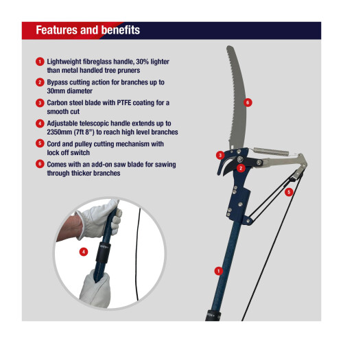 Spear & Jackson Spear & Jackson 4935TP Razorsharp Lightweight Telescopic Tree Pruner, Black 1