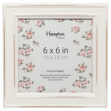 Hampton Frames | Square Picture Photo Frame PALOMA | 6x6 Inch (15x15cm), White, Distressed MDF | Glass Front, Wall or Tabletop Display, Shabby Chic