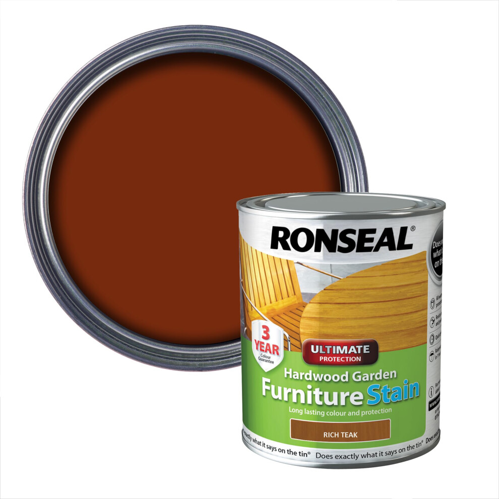 Ronseal Hwfsrt50 Hardwood Furniture Stain Rich Teak 750 Ml