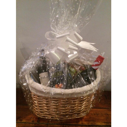 Make Your Own Hamper Kit, Oval High back Willow Basket which includes Bow & Cellophane Small Medium Or Large Gift Xmas (medium) 2