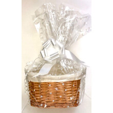 Make Your Own Hamper Kit, Oval High back Willow Basket which includes Bow & Cellophane Small Medium Or Large Gift Xmas (medium)