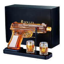 Kollea 15 Oz Gun Whiskey Decanter and 2.0 Oz Glasses Set, Whiskey Dispenser for Liquor Scotch Bourbon, Whiskey Glass Gift Sets for Men Dad Him