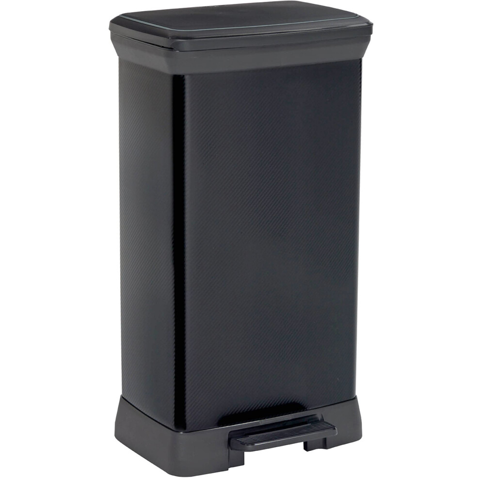 Curver Metal Effect Pedal Touch Deco Bin, 50 Litre Black