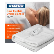 Status King Electric Blanket | 120W 3 Heat Setting Electric Under Blanket | KEB1PKB